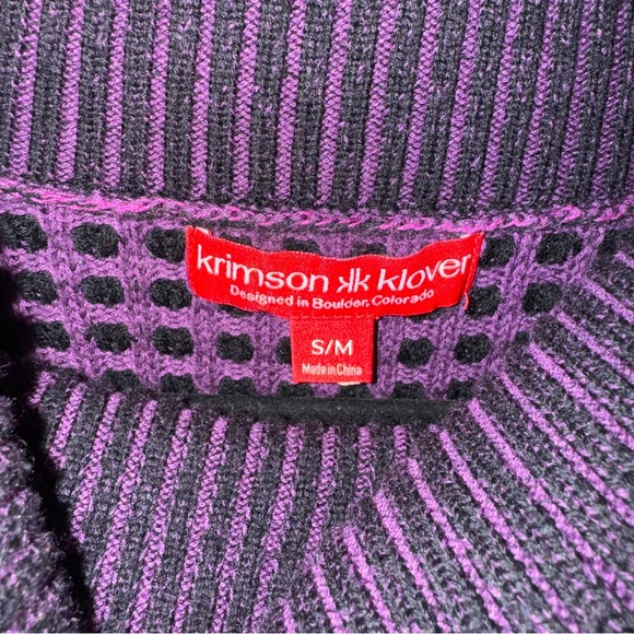 Krimson Klover Merino Wool Turtleneck Sweater Purple Multi Stripe Women’s Size M - Picture 8 of 10